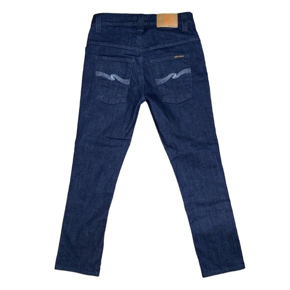 Nudie Jeans Tape Ted Organic Dry Grey Embo Blue Slim Denim Mens  30 (28x26) - Picture 1 of 11